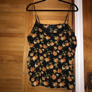 Plus Size Black w/ Flowers Tank Top